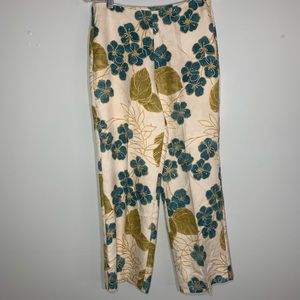 Tommy Bahama Cream Floral Print Silk Capris